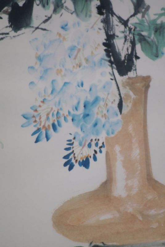 Chinese Painting Watercolor on silk Flowers bouquet 4