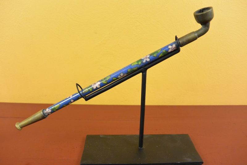 Chinese Pipe in Cloisonné Blue 1