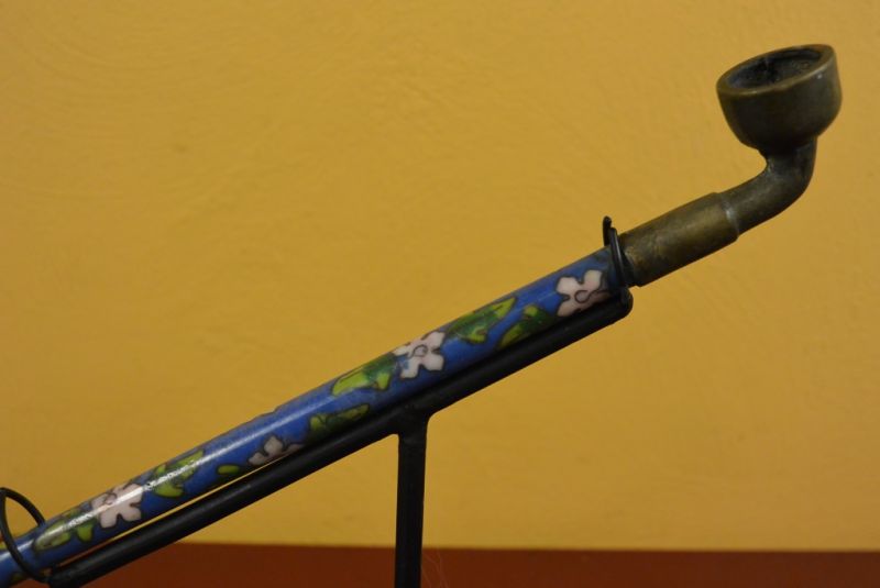 Chinese Pipe in Cloisonné Blue 2
