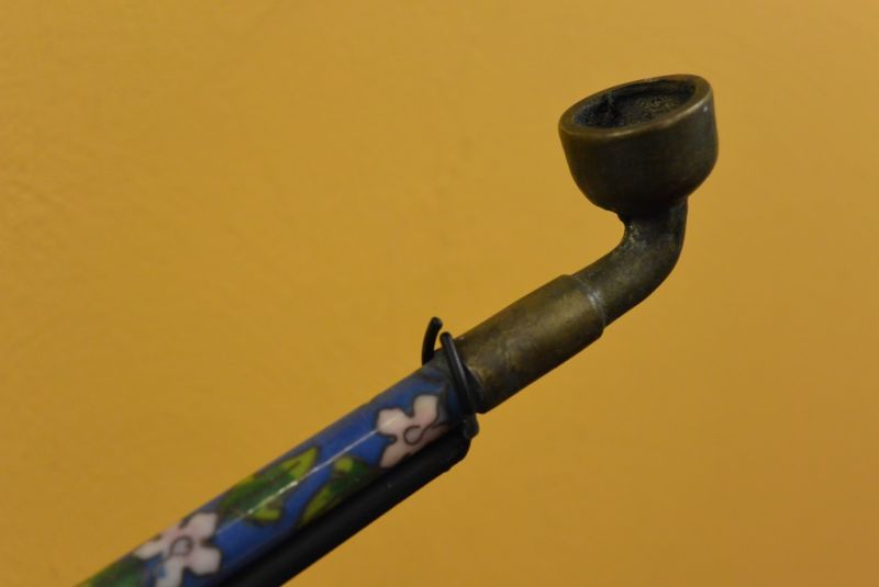 Chinese Pipe in Cloisonné Blue 4