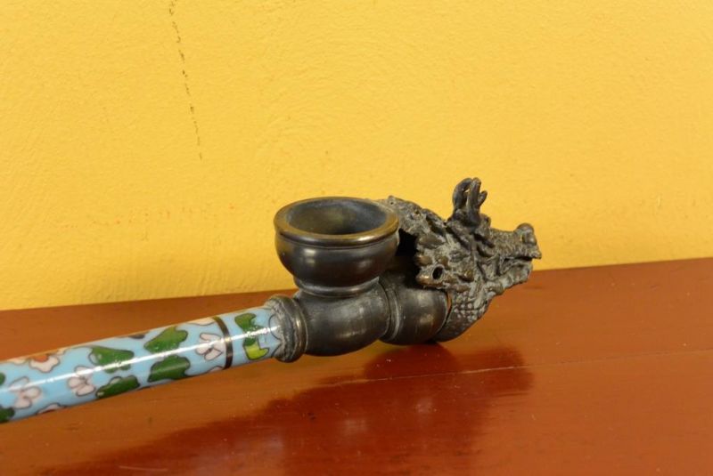 Chinese Pipe in Cloisonné Cerulean Blue 4