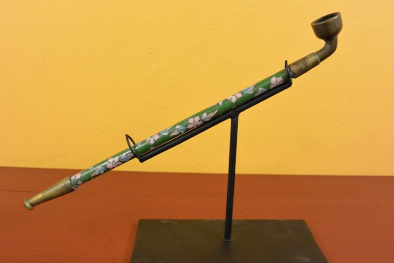Chinese Pipe in Cloisonné Green 1