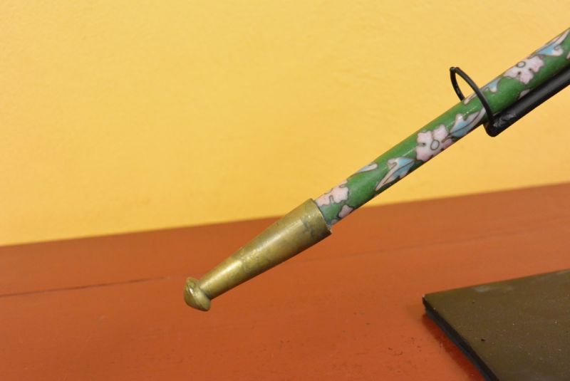 Chinese Pipe in Cloisonné Green 2