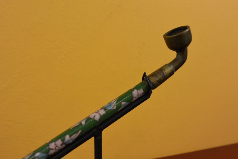 Chinese Pipe in Cloisonné Green 3