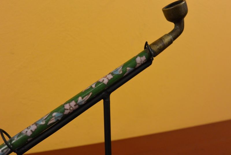 Chinese Pipe in Cloisonné Green 5