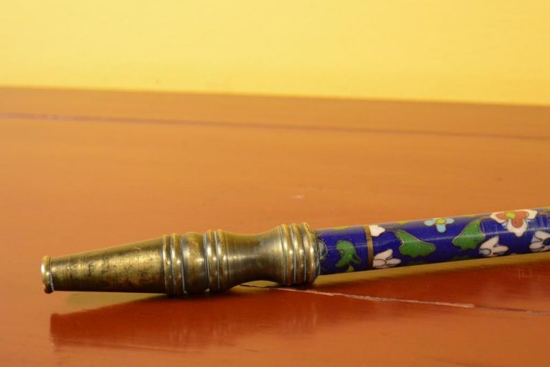 Chinese Pipe in Cloisonné Navy Blue 2