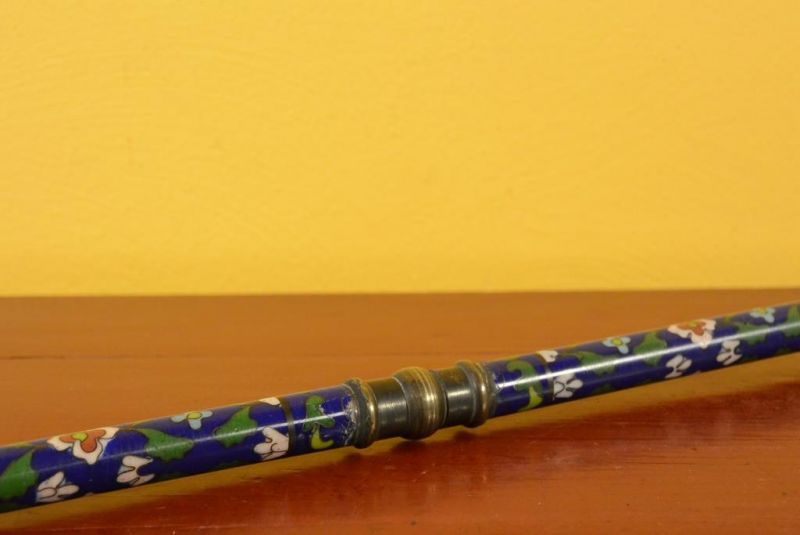 Chinese Pipe in Cloisonné Navy Blue 3