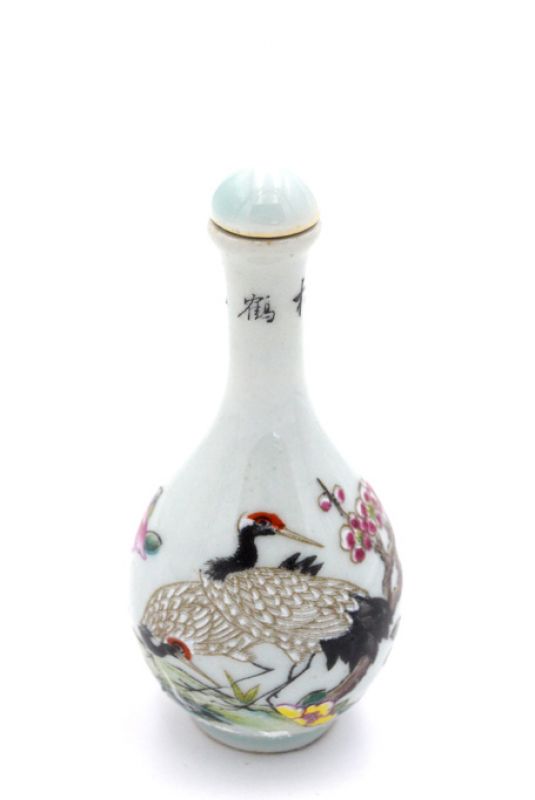 Chinese Porcelain Snuff Bottle Crane 3 1