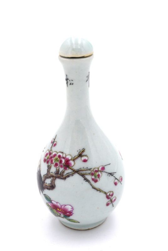 Chinese Porcelain Snuff Bottle Crane 3 2