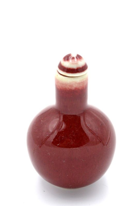Chinese Porcelain Snuff Bottle - hand made painting - Dark Red 1 3