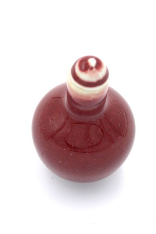Chinese Porcelain Snuff Bottle - hand made painting - Dark Red 1 4
