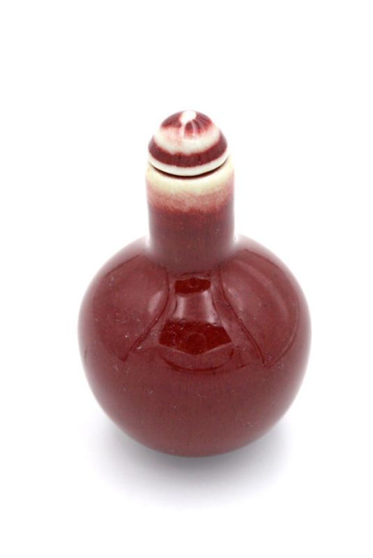 Chinese Porcelain Snuff Bottle - hand made painting - Dark Red 1 5