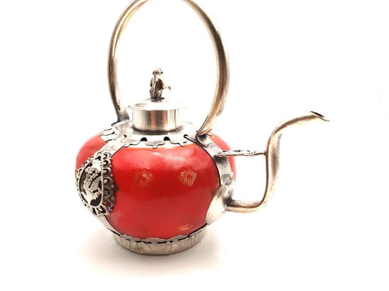 Chinese Porcelain Teapot Red 3