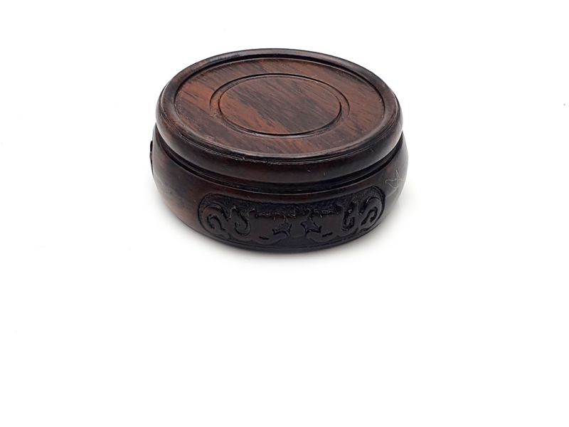 Chinese round wood support engraved 5cm 3