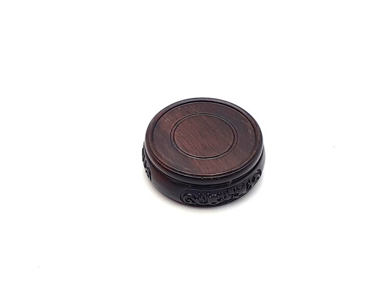Chinese round wood support engraved 6cm 2