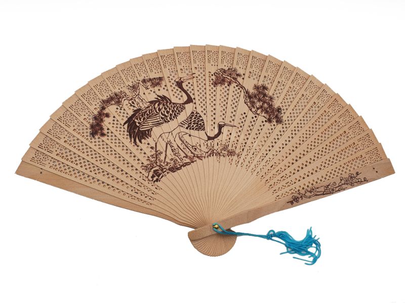 Chinese Sandalwood Hand fan Common crane 1