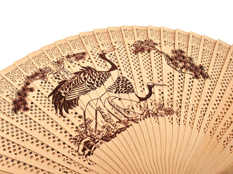 Chinese Sandalwood Hand fan Common crane 2