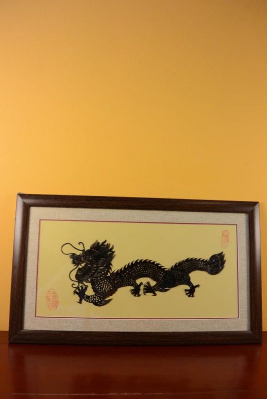 Chinese shadow theater - Framed PiYing puppets - Dragon 2 1