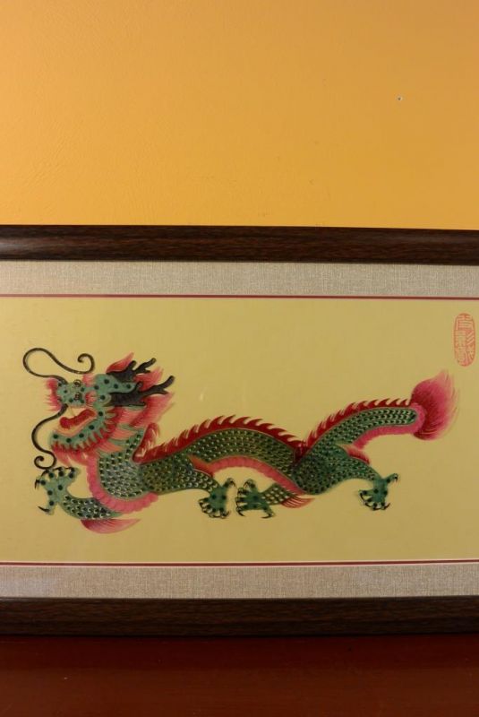 Chinese shadow theater - Framed PiYing puppets - Dragon 4