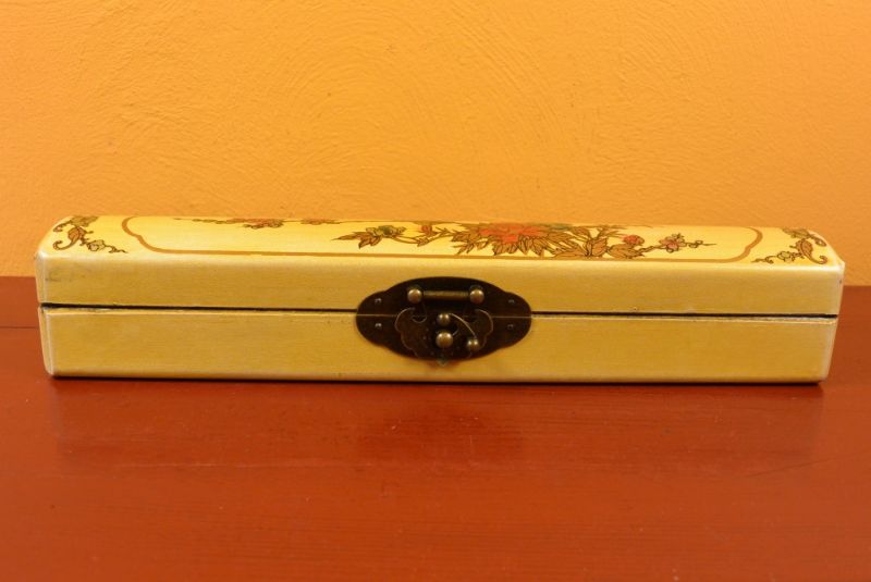 Chinese small long wooden box Yellow Birds 3