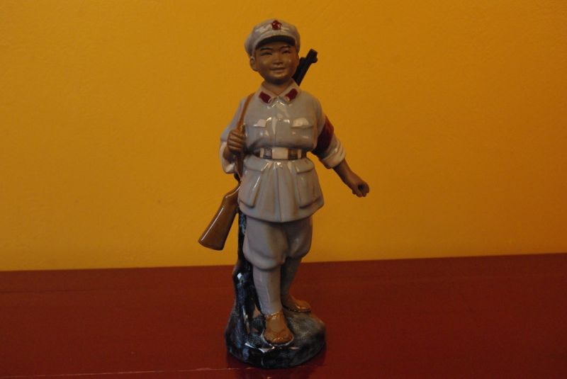 Chinese soldier bisque pottery statue 1