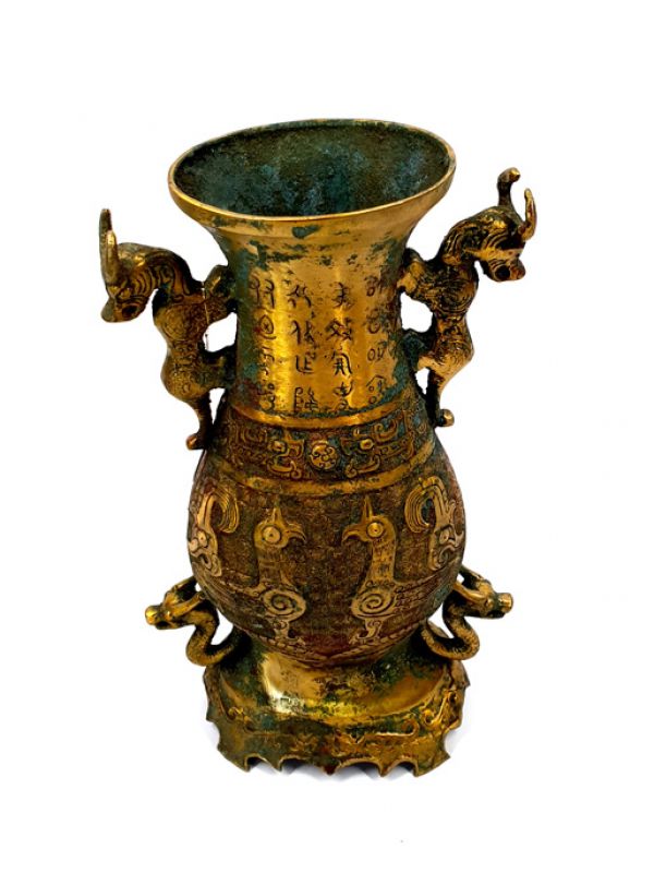Chinese vase in gilded bronze - mythical animals 2