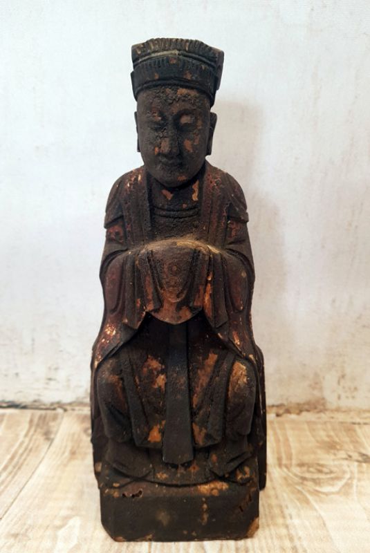 Chinese Votive Statue - Qing Dynasty - Couple of ancestors 2 1