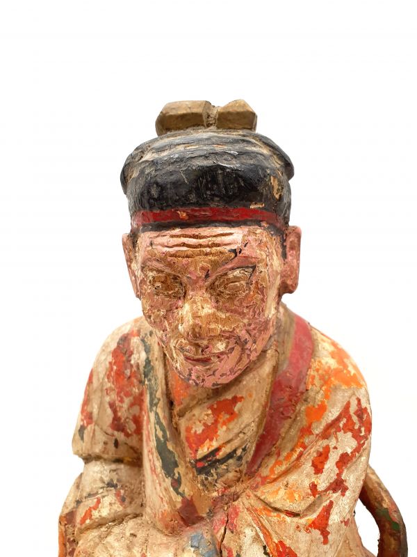 Chinese Votive Statue - Qing Dynasty - Old man - polychrome 2