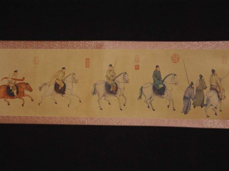 Click thumbnail to enlarge and hover over the picture to zoom Chinese warrior on horseback Handscroll 1