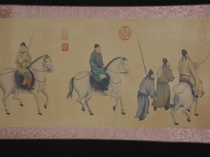 Click thumbnail to enlarge and hover over the picture to zoom Chinese warrior on horseback Handscroll 3