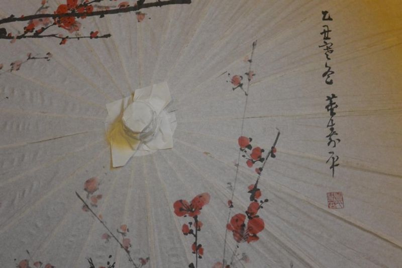 Chinese Wood and Paper Parasol - Cherry tree 2