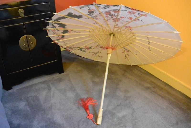 Chinese Wood and Paper Parasol - Cherry tree 4