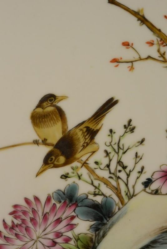 Chinese Wood and Porcelain Panel Nature 1 5