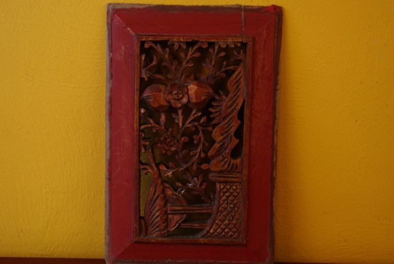 Chinese wood panel hand carved 1