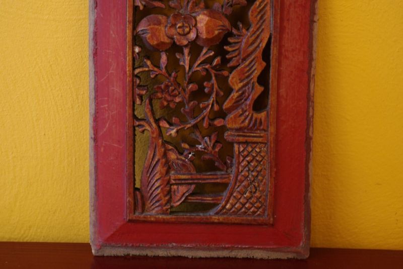 Chinese wood panel hand carved 2