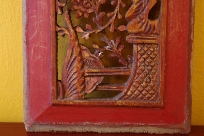 Chinese wood panel hand carved 4