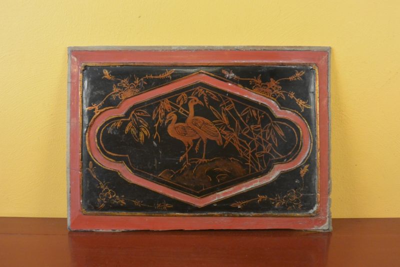 Chinese wood panel Painting Common crane 1