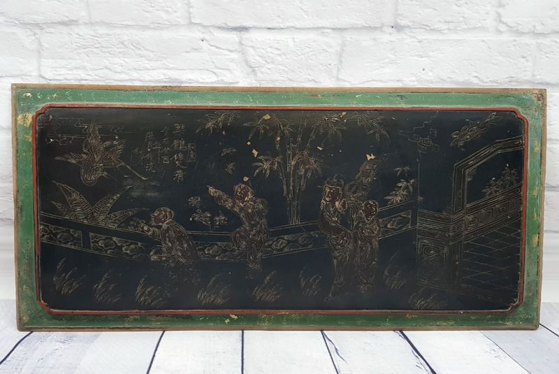 Chinese wood panel Painting The palace garden 1