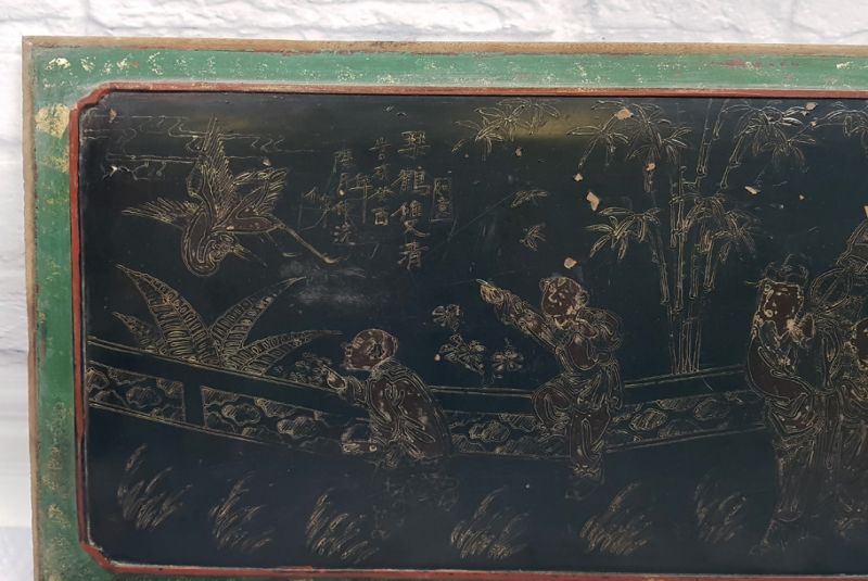 Chinese wood panel Painting The palace garden 4