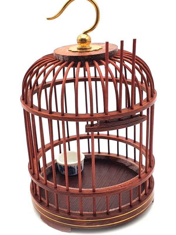 Chinese Wooden Cricket Cage - Mahogany - To suspend 2