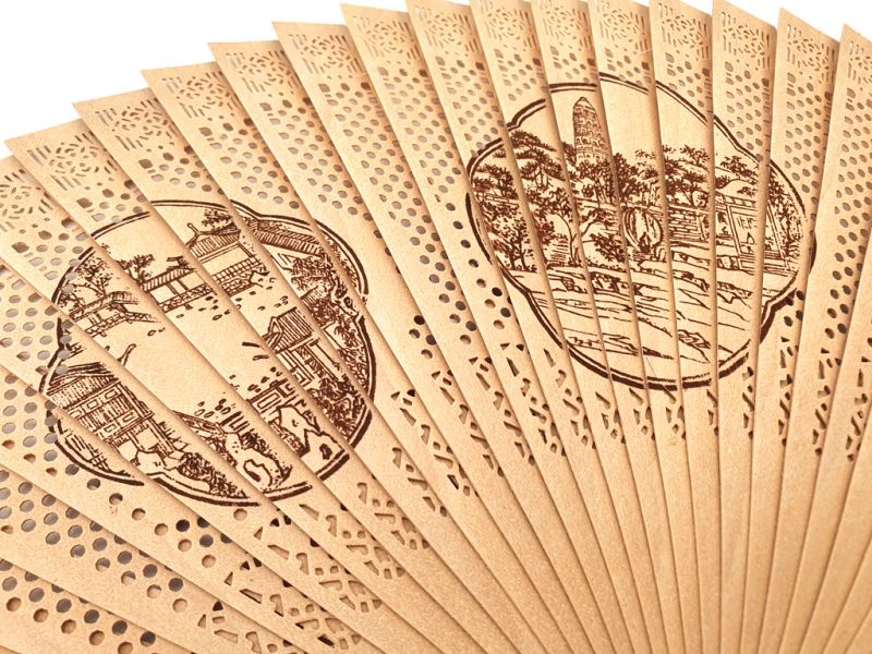 Click thumbnail to enlarge and hover over the picture to zoom Chinese Wooden Fan - chinese landscape 2