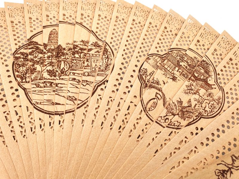 Click thumbnail to enlarge and hover over the picture to zoom Chinese Wooden Fan - chinese landscape 3