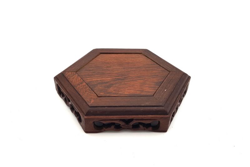 Chinese Wooden Stand - Hexagonal 14cm 2