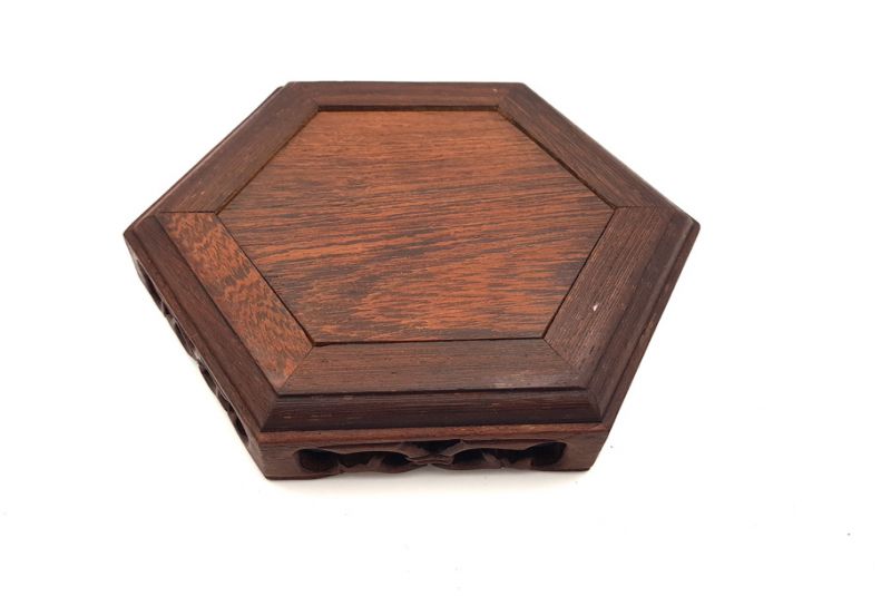 Chinese Wooden Stand - Hexagonal 14cm 5