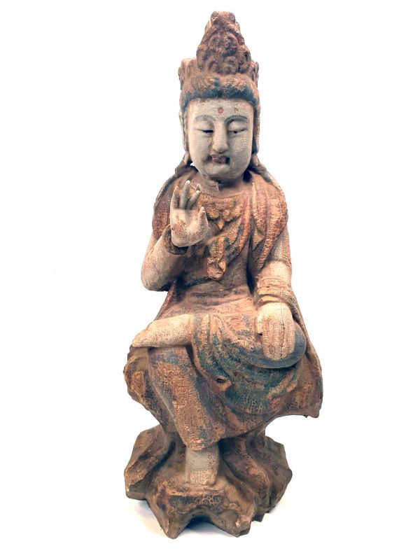 Chinese Wooden Statue Asian goddess 1