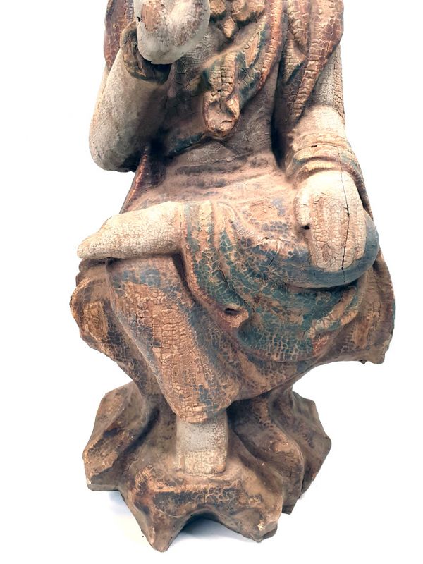 Chinese Wooden Statue Asian goddess 3