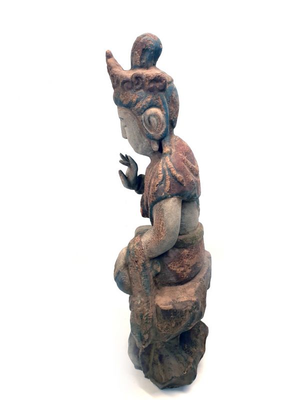 Chinese Wooden Statue Asian goddess 4