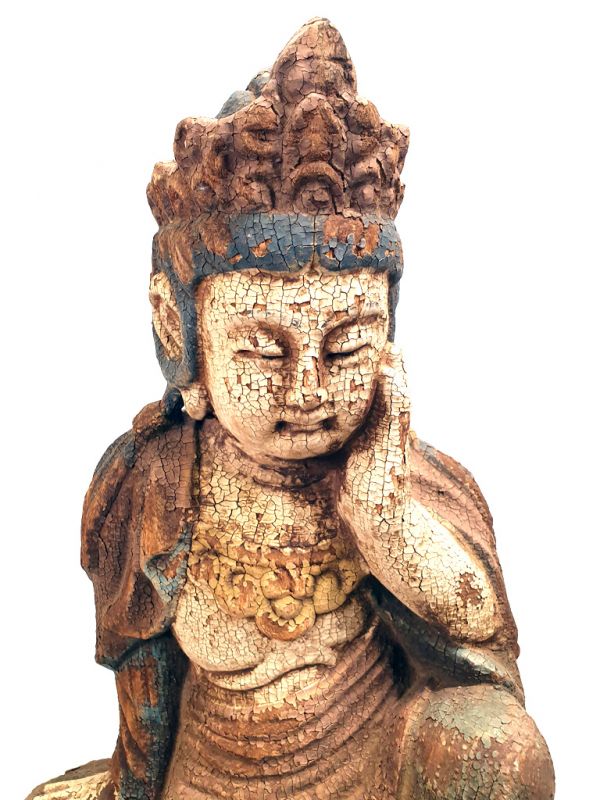 Chinese Wooden Statue Goddess Guan Yin Sarvanivarana 2