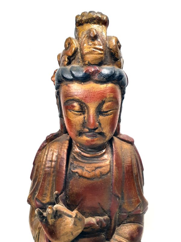 Chinese Wooden Statue Goddess on an elephant 2