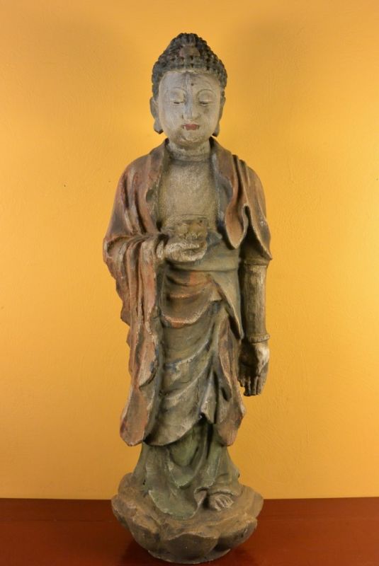 Chinese Wooden Statue Standing Buddha 1